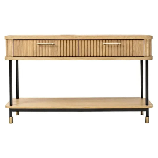 PEMBROKE OAK TIMBER 2-DRAWER CONSOLE TABLE HALL TABLE NATURAL