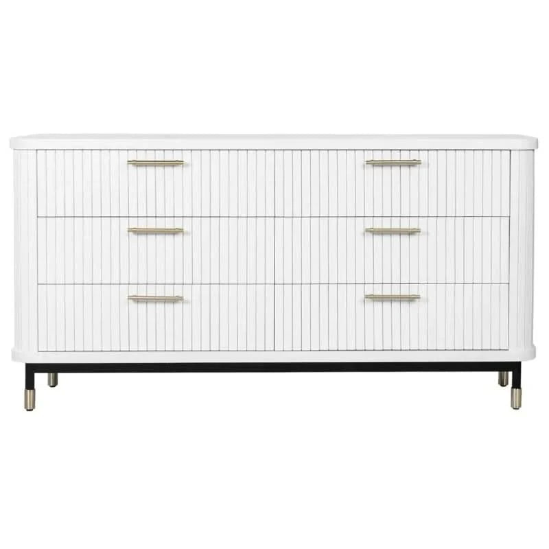PEMBROKE OAK TIMBER 6-DRAWER CHEST OF DRAWERS  WHITE
