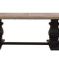 SORANZO MANGO WOOD COFFEE TABLE HANDCRAFTED PARQUET TOP OAK/BLACK 135CM FRENCH PROVINCIAL