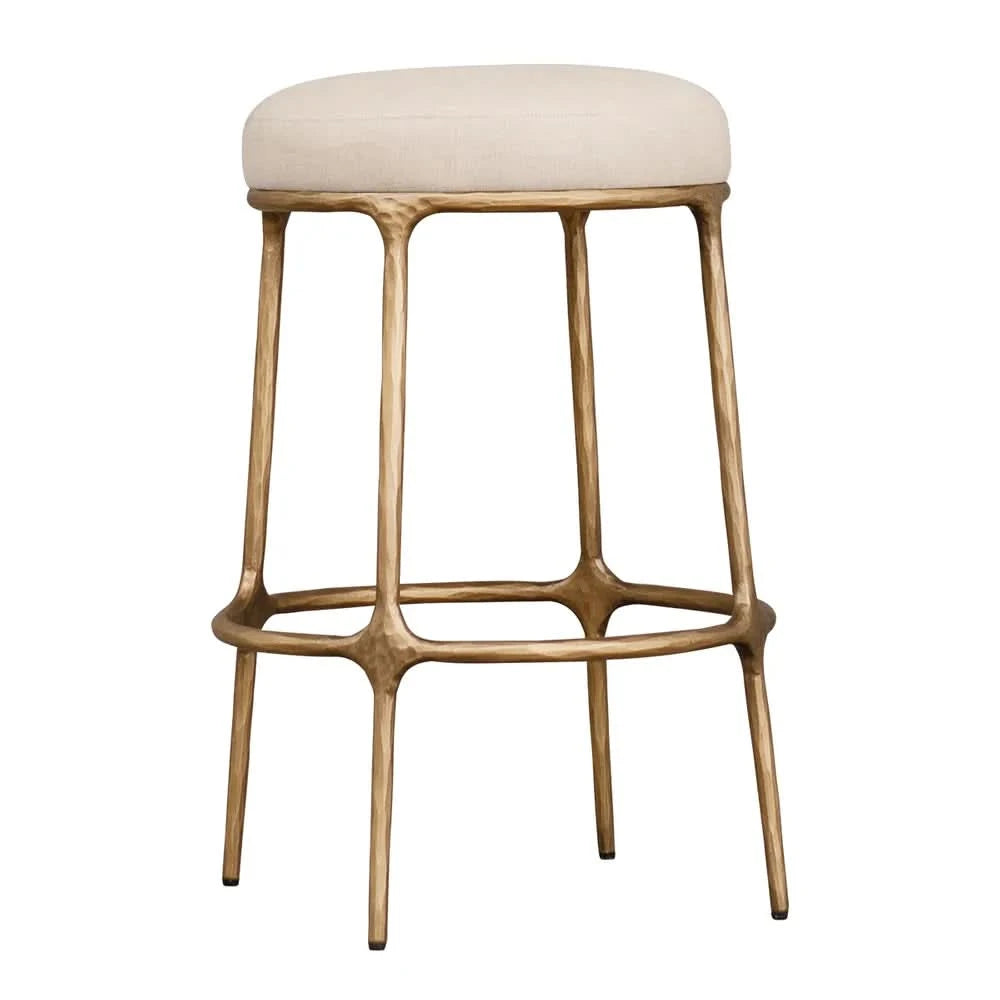 SOREN KITCHEN STOOL - BRASS /NATURAL LINEN