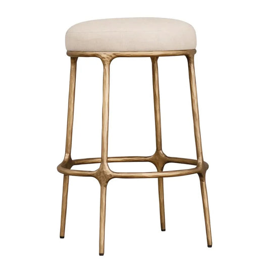 SOREN KITCHEN STOOL - BRASS /NATURAL LINEN