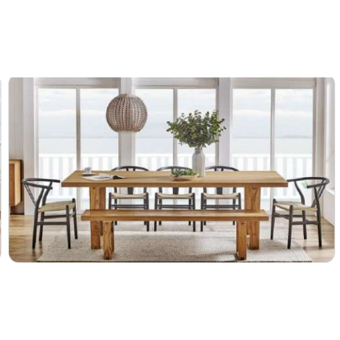 STROUD ELM VENEER TIMBER/MDF DINING TABLE  210CM NATURAL