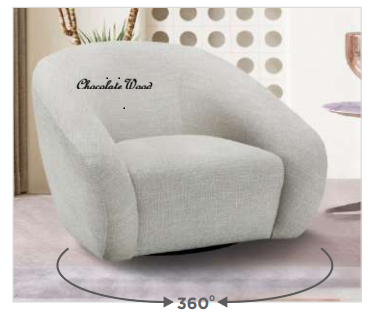 PICKARD PLYWOOD & EUCALYPTUS 360 DEGREE SWIVEL ARMCHAIR/SINGLE SEATER IN LINEN COLOUR