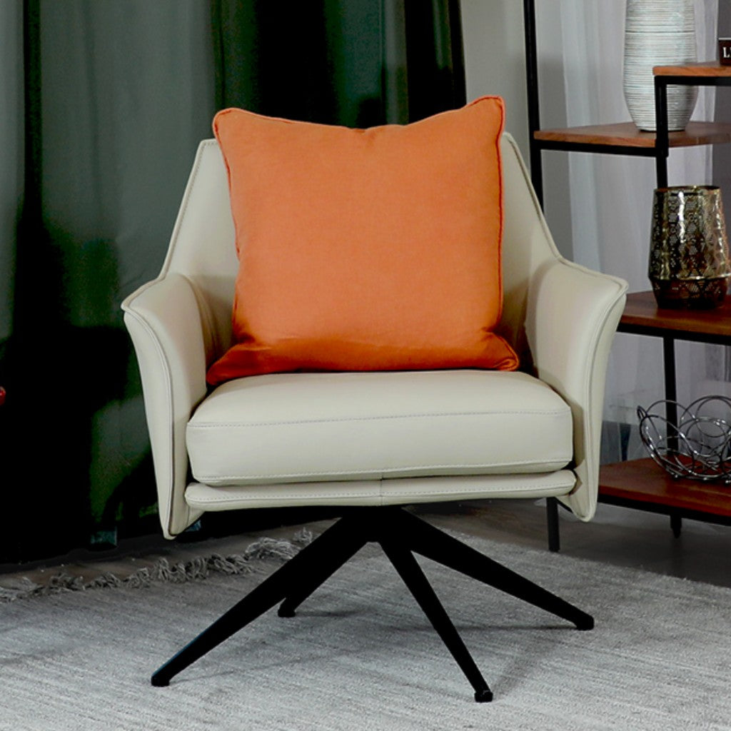 CHESHIN LEATHER SWIVEL CHAIR ARMCHAIR MUSTARD COLOUR