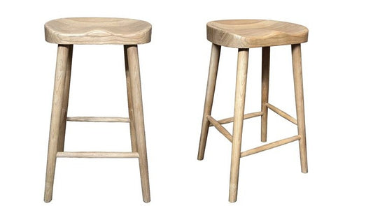GILLI  SOLID ASHWOOD TRACTOR STOOL  NATURAL  40X32X66CM