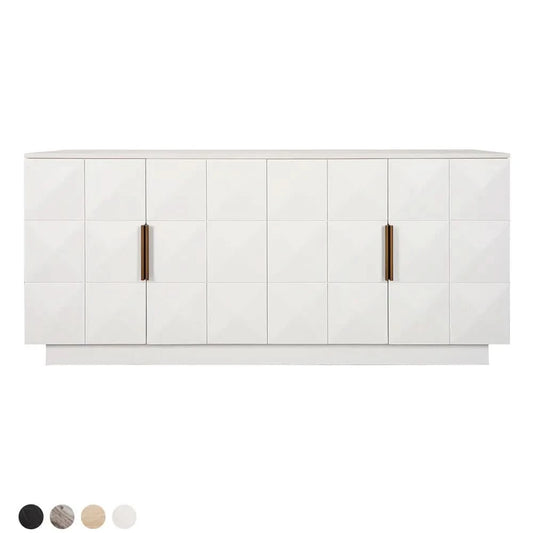 HAMPSHIRE WHITE MARBLE/ WHITE OAK 4-DOOR BUFFET/SIDEBOARD