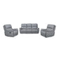 TORELLI GENUINE LEATHER 3-SEATER RECLINER  +2 SINGLE RECLINER ARMCHAIRS  LOUNGE SUITE STONE