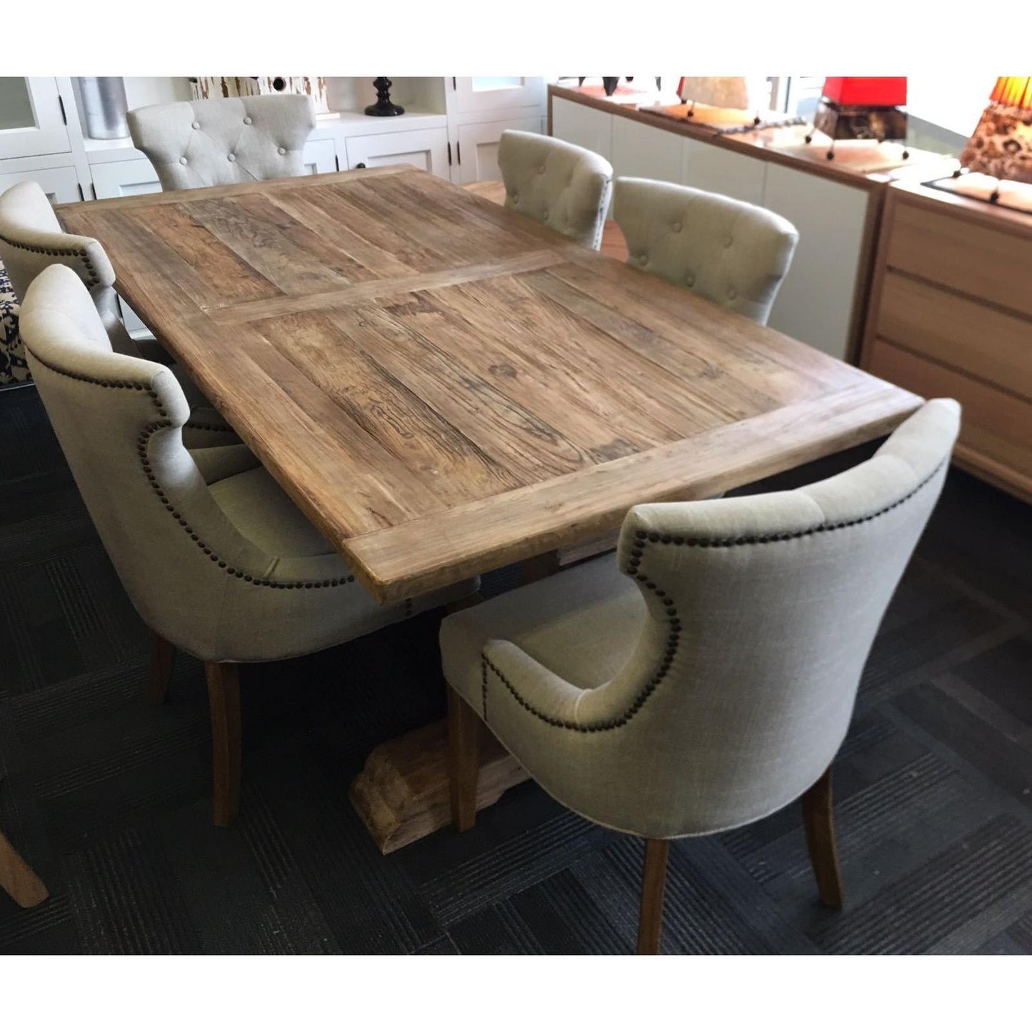 RHIANNON FARMHOUSE HAMPTON STYLE RUSTIC DINING TABLE IN 300CM