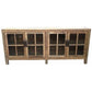 FAIRMONT RECYCLED ELM SIDEBOARD/BUFFET WITH GLASS DOORS. 2.1M VINTAGE INDUSTRIAL