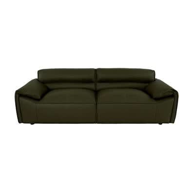 SPARKLER LEATHER 3-SEATER + 2-SEATER LEATHER SOFA OLIVE GREEN LOUNGE SET