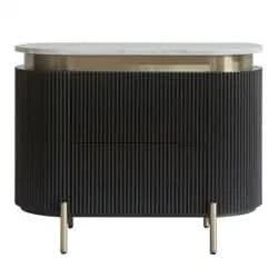 DENEUVE BEDSIDE TABLE BLACK WITH CARRARA MARBLE TOP