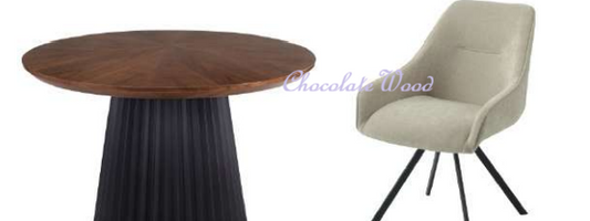 CARLOW 7 PIECE DINING SET: 1  ROUND DINING TABLE 130CM  & 6 CARLOW FAWN COLOURED DINING CHAIRS