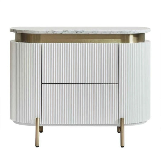 DENEUVE BEDSIDE TABLE WHITE WITH CARRARA MARBLE TOP