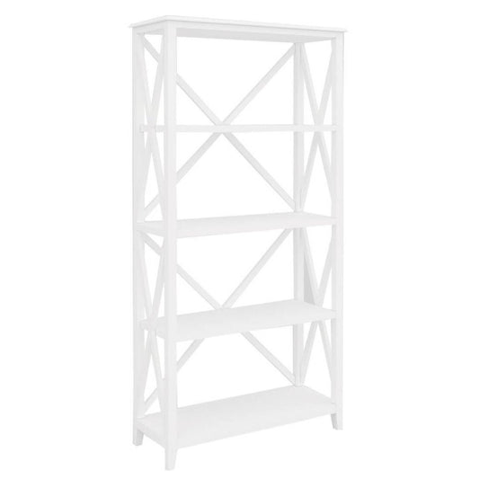 LUGANO HAMPTONS STYLE ACACIA BOOKCASE BOOKSHELF WHITE