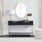 MORETTI 2-DRAWER CONSOLE TABLE/HALL TABLE SATIN BLACK  & GOLD SMALL