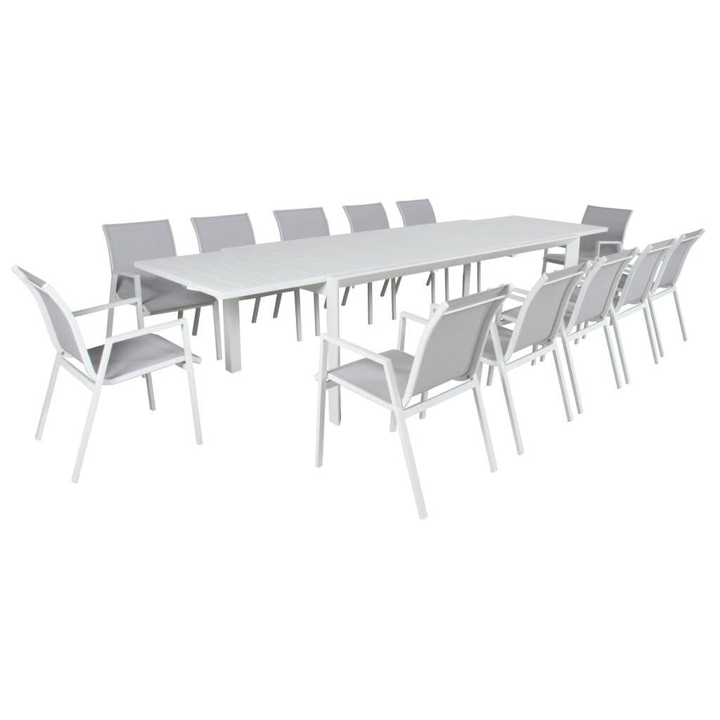 ELPHIN 13 PIECE OUTDOOR EXTENSION DINING SET WHITE