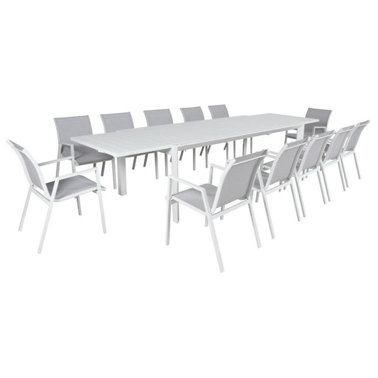 ELPHIN 13 PIECE OUTDOOR EXTENSION DINING SET WHITE