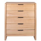 KIPLING MESSMATE TIMBER 5-DRAWER TALLBOY 5-DRAWER CHEST OF DRAWERS NATURAL
