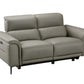 TARQUIN GREY LEATHER 2-SEATER DUAL MOTOR ELECTRIC RECLINER SOFA W/POWERED HEADREST