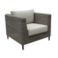 HAYLEY  ARMCHAIR GREY WICKER & LIGHT GREY FABRIC