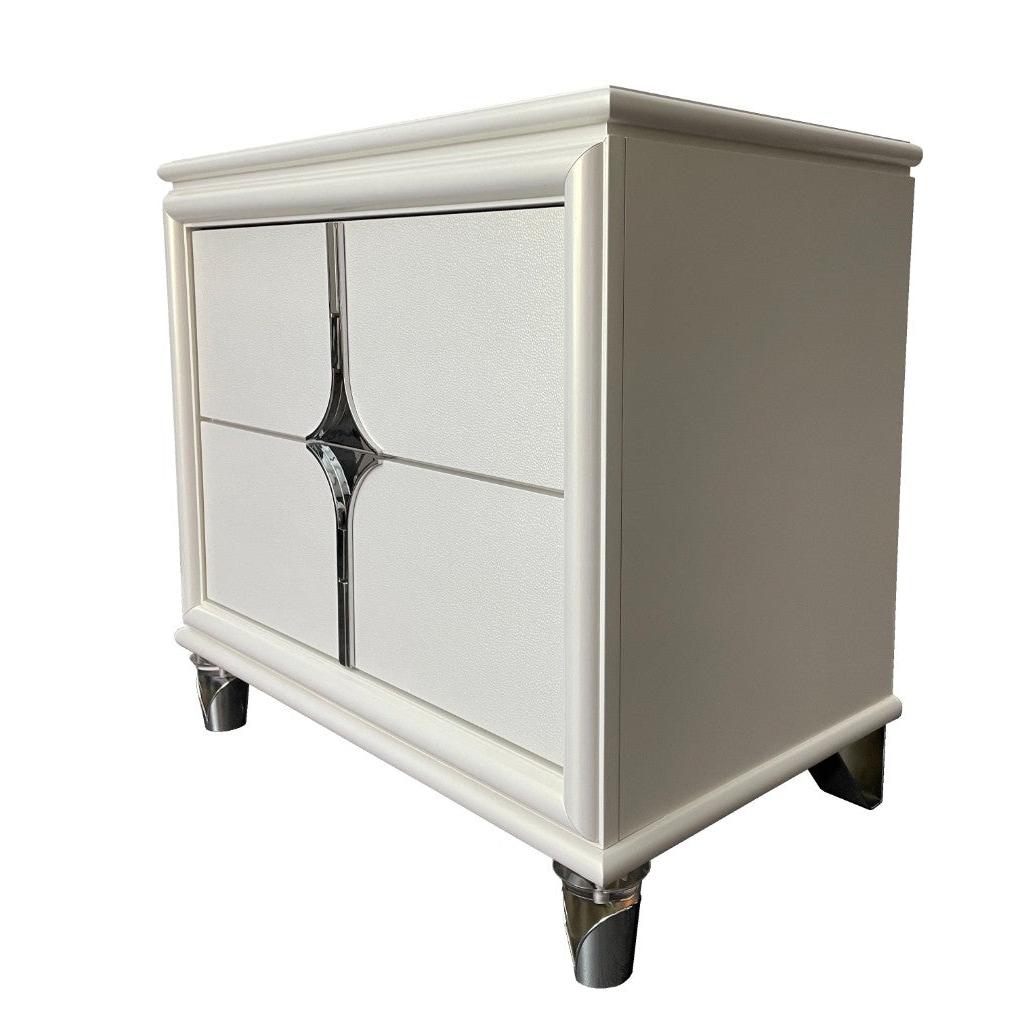 FLORIS SOLID RUBBERWOOD BEDSIDE TABLE 2 DRAWERS IN GOLD