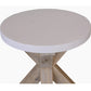 ROSALI 2-TONE WHITE CONCRETE TOP & SOLID ACACIA PEWTER ROUND LAMP TABLE/SIDE TABLE