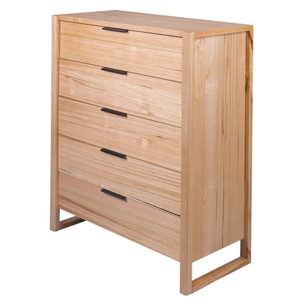 KIPLING MESSMATE TIMBER 5-DRAWER TALLBOY 5-DRAWER CHEST OF DRAWERS NATURAL
