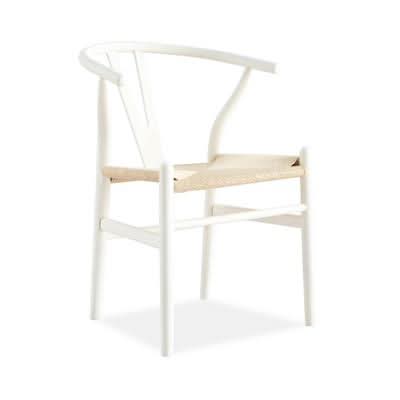 STROUD WISHBONE DINING CHAIR SOLID BEECHWOOD WITH WOVEN SEAT WHITE