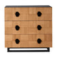 TALISA 3 DRAWER CHEST OF DRAWERS NATURAL & BLACK