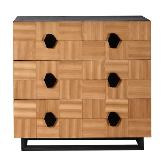 TALISA 3 DRAWER CHEST OF DRAWERS NATURAL & BLACK