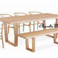 STROUD ELM VENEER TIMBER/MDF 7 PIECE DINING SET: 1 TABLE 240CM, 5 STROUD DINING CHAIRS & 1X190CM BENCH