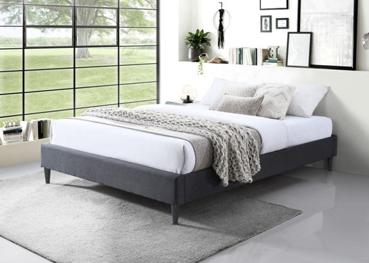 SASHA FABRIC DOUBLE BED BASE IN MID GREY