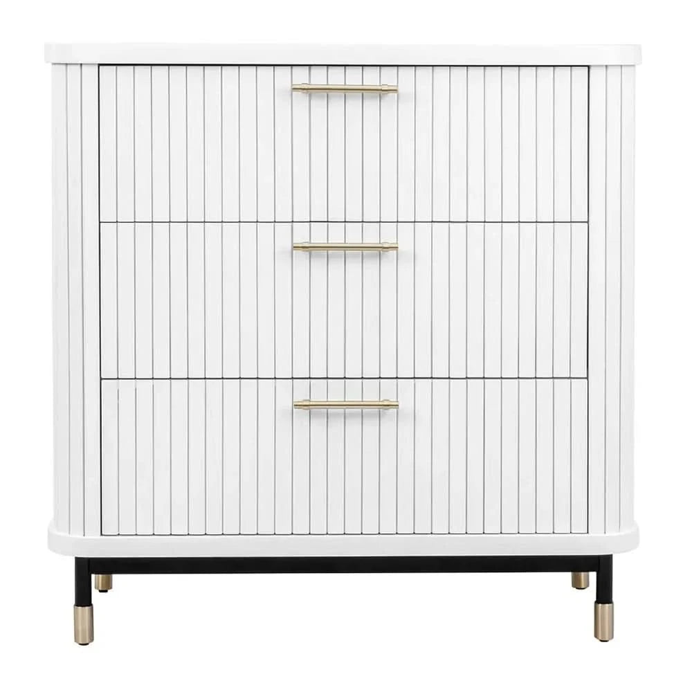 PEMBROKE OAK TIMBER 3-DRAWER CHEST OF DRAWERS WHITE