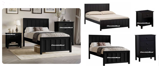 BAYLIN RUBBERWOOD SINGLE BED BLACK