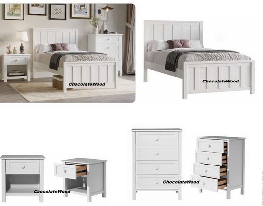 BAYLIN RUBBERWOOD SINGLE BED WHITE