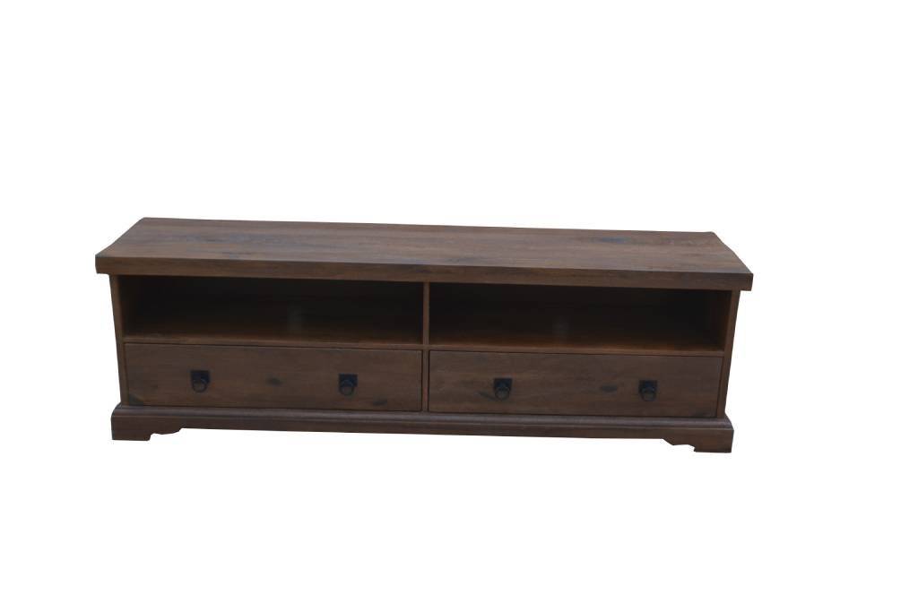 ELLERY SOLID MANGO WOOD TV/ENTERTAINMENT UNIT DRAWERS ANTIQUE WALNUT