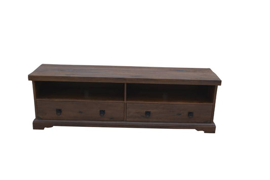 ELLERY SOLID MANGO WOOD TV/ENTERTAINMENT UNIT DRAWERS ANTIQUE WALNUT