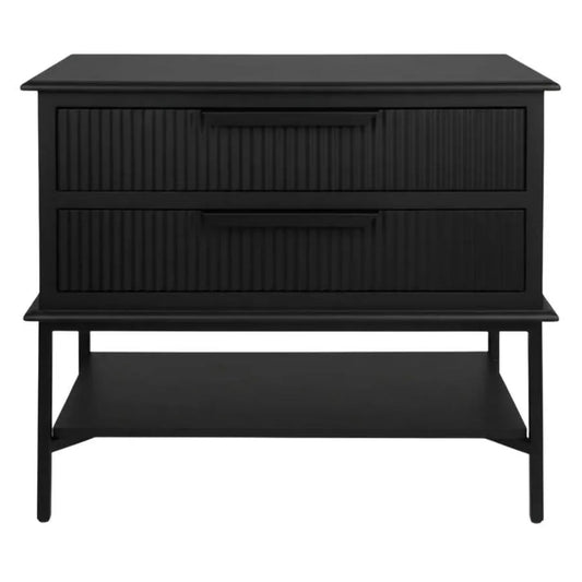 MORETTI 2-DRAWER BEDSIDE TABLE SATIN BLACK LARGE