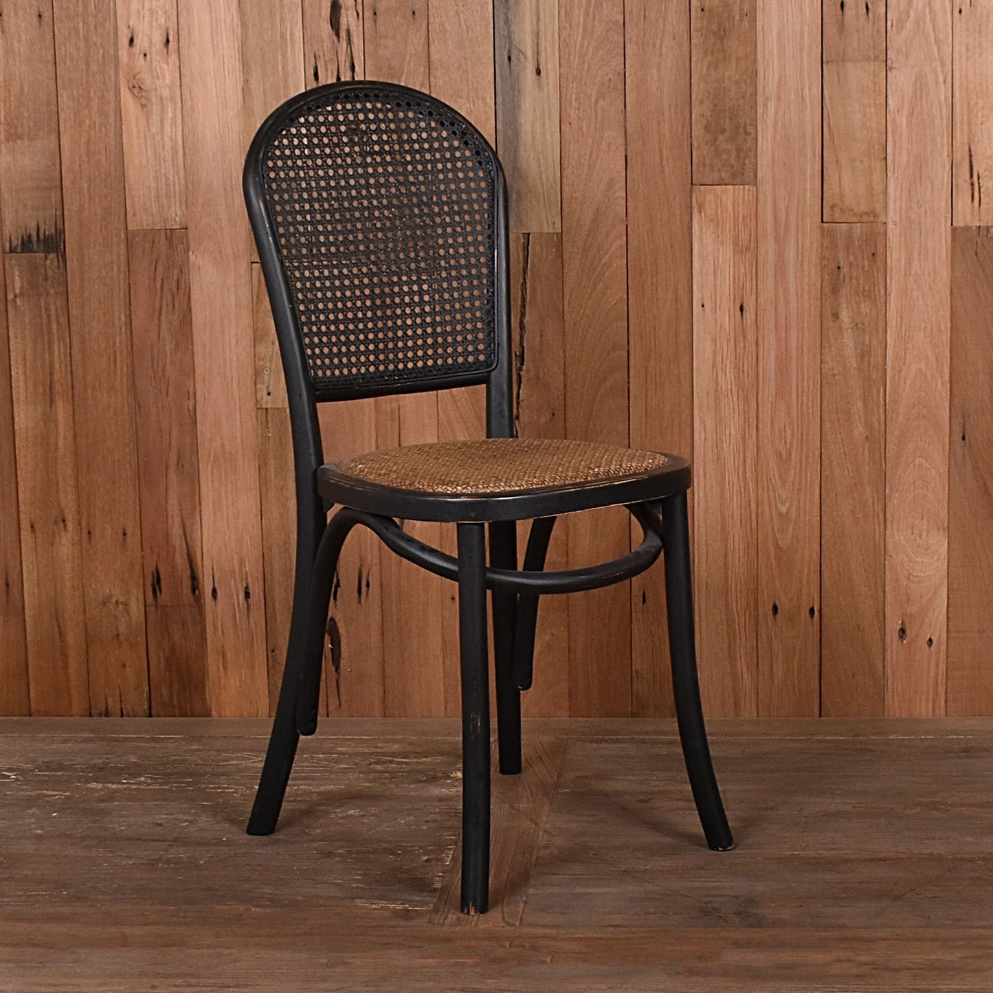 DUMAS SOLID OAK & RATTAN DINING CHAIR BLACK