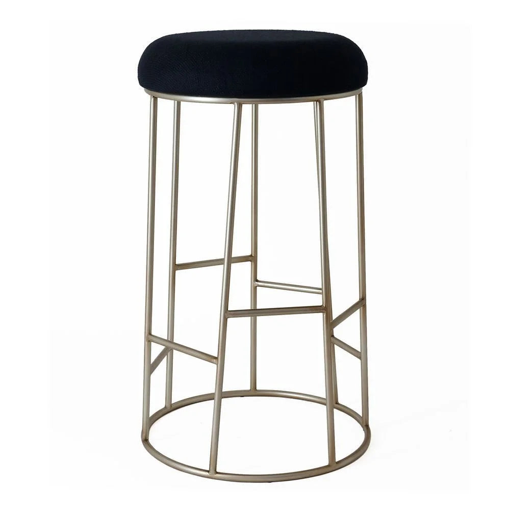 JACE GOLD STEEL BAR STOOL - BLACK LINEN
