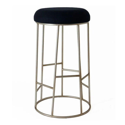 JACE GOLD STEEL BAR STOOL - BLACK LINEN