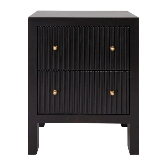 JAYLA SMALL BLACK 2-DRAWER BEDSIDE TABLE