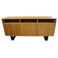 MAYZI ELM VENEER BUFFET/SIDEBOARD 3 DRAWERS/3 NICHES NATURAL/BLACK LEGS - MyChocolateWood