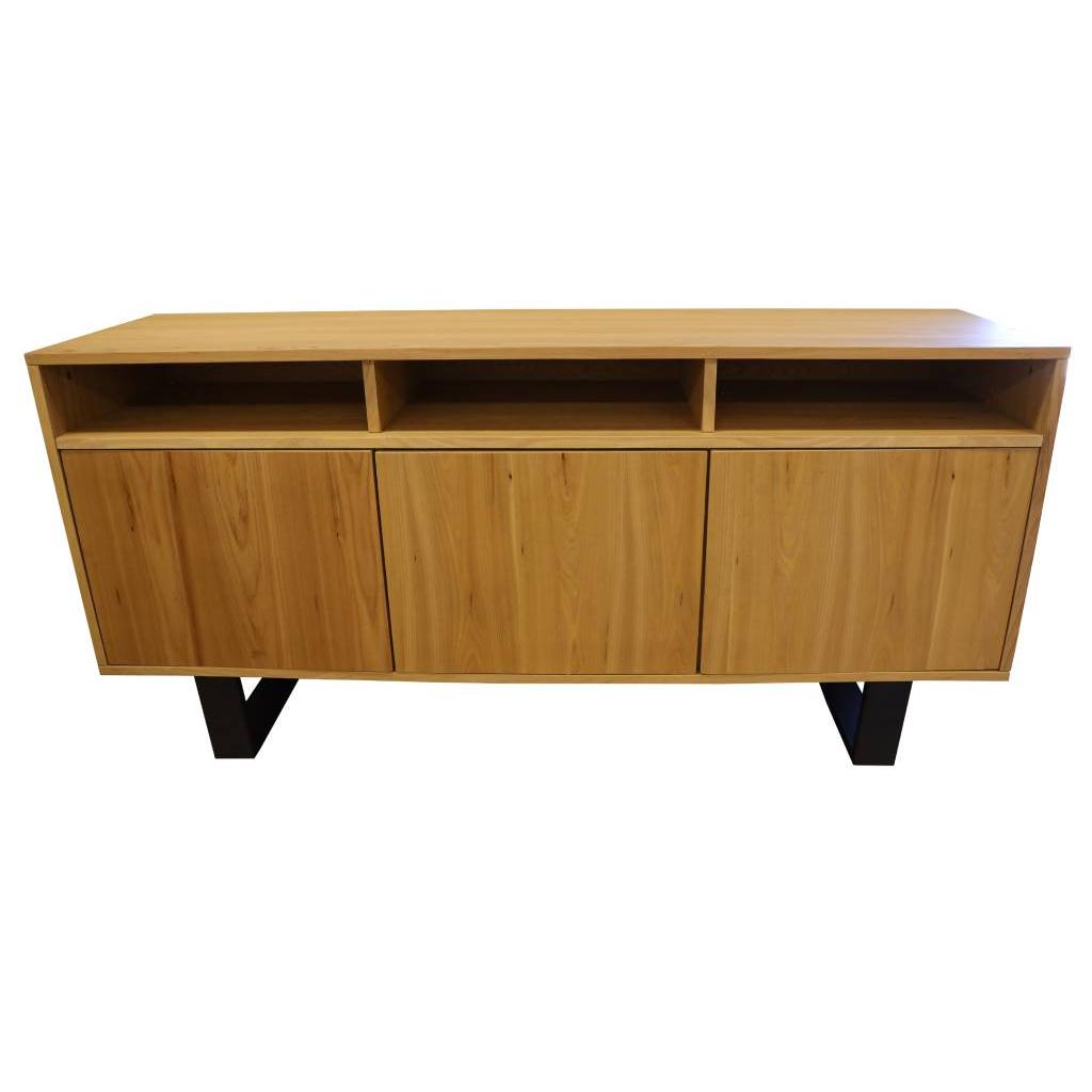 MAYZI ELM VENEER BUFFET/SIDEBOARD 3 DRAWERS/3 NICHES NATURAL/BLACK LEGS - MyChocolateWood