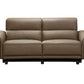 TARQUIN BROWN LEATHER 3-SEATER DUAL MOTOR ELECTRIC RECLINER SOFA W/POWERED HEADREST