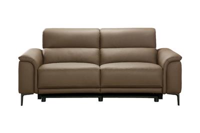 TARQUIN BROWN LEATHER 3-SEATER DUAL MOTOR ELECTRIC RECLINER SOFA W/POWERED HEADREST