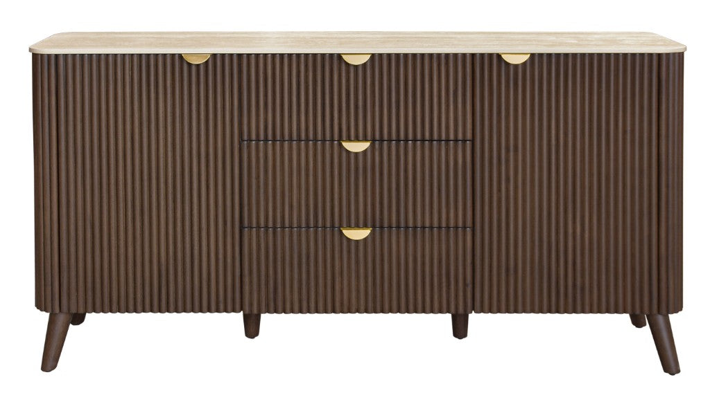 SEVERIN SOLID & VENEER MALAYSIAN HARDWOOD 2-DOOR/3 DRAWER BUFFET
