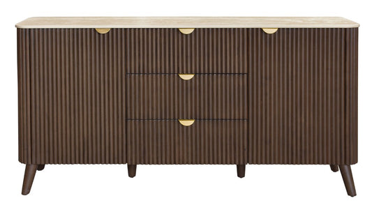 SEVERIN SOLID & VENEER MALAYSIAN HARDWOOD 2-DOOR/3 DRAWER BUFFET