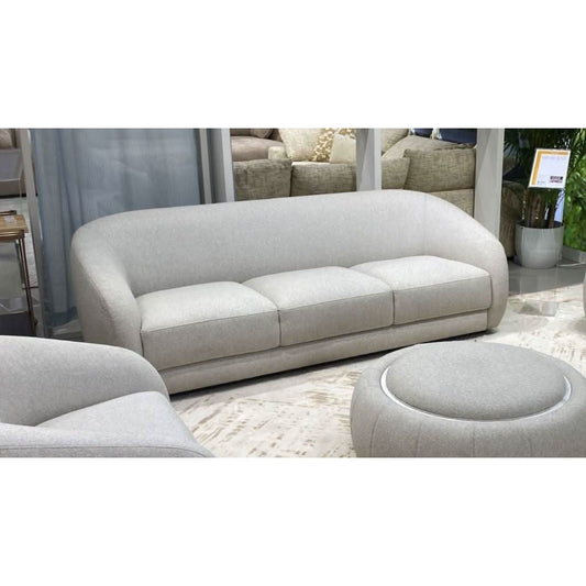 PICKARD PLYWOOD & EUCALYPTUS 3 SEATER SOFA IN LINEN COLOUR