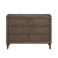 KASIANE RUBBERWOOD 6-DRAWER DRESSER  6-DRAWER CHEST OF DRAWERS CAFE GREY